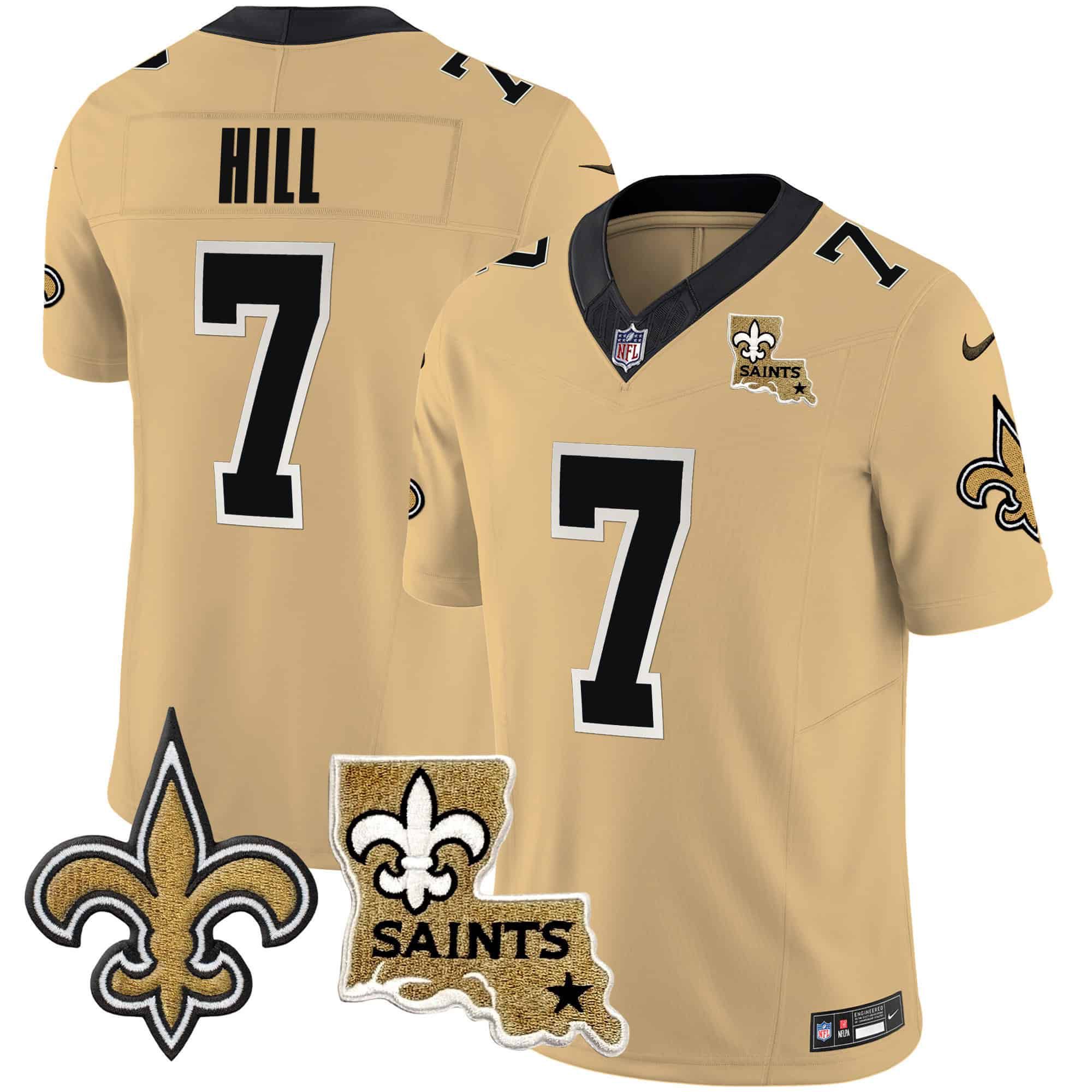 Men New Orleans Saints #7 Hill Yellow 2024 Nike Vapor Limited NFL Jersey